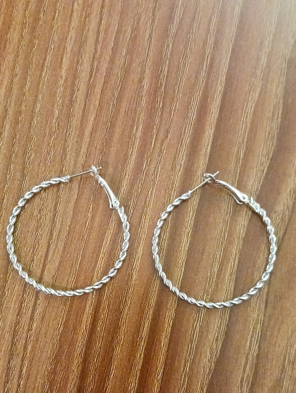 Silver Tone Twisted Hoop Earrings - Women's Jewelry